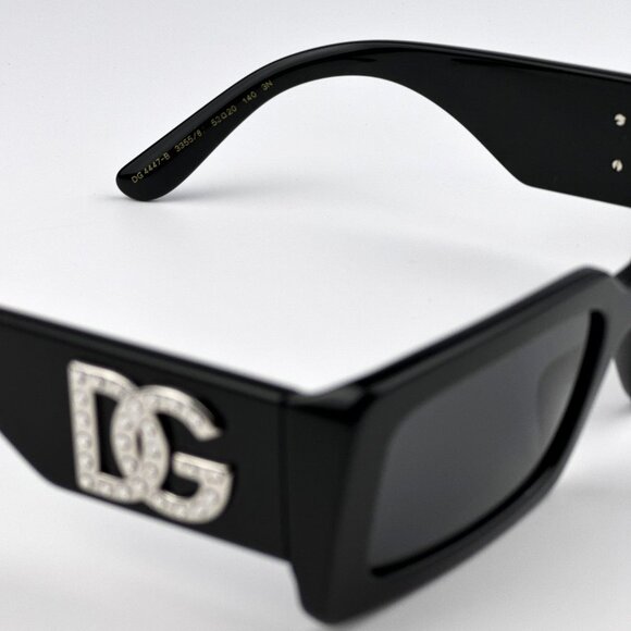 D&G DG4447B 335587 Sunglasses Black Dark Grey Rectangle Unisex